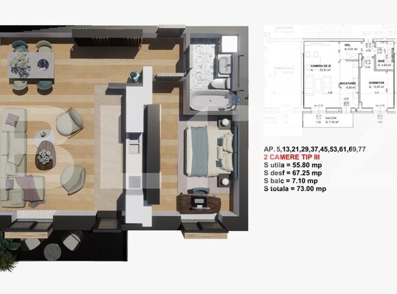 Apartament de vânzare 2 camere Valea Rosie - 159381AV | BLITZ Craiova | Poza1