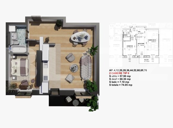 Apartament de vânzare 2 camere Valea Rosie - 160110AV | BLITZ Craiova | Poza1