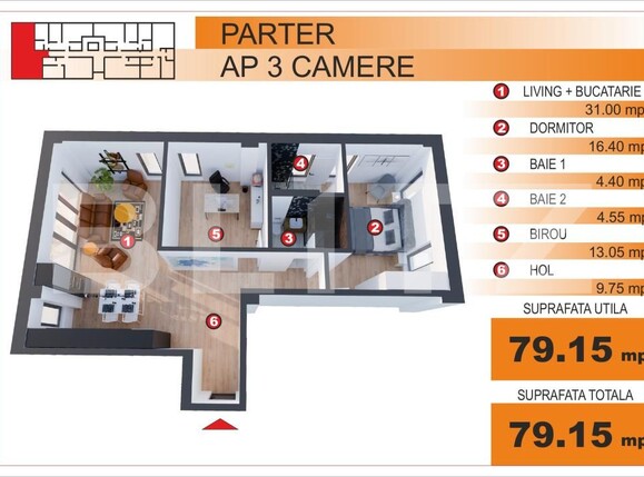 Apartament de vânzare 3 camere Ultracentral - 174415AV | BLITZ Craiova | Poza1