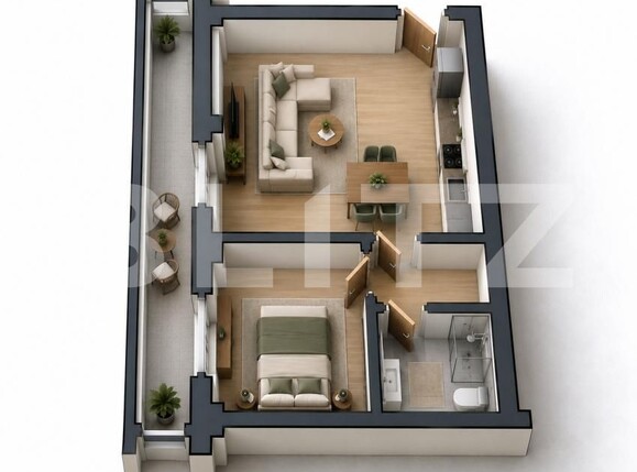 Apartament de vânzare 2 camere Exterior Sud - 207774AV | BLITZ Craiova | Poza1