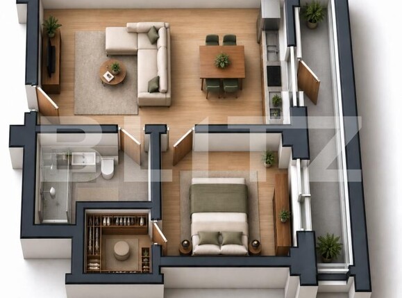 Apartament de vânzare 2 camere Exterior Sud - 207788AV | BLITZ Craiova | Poza1