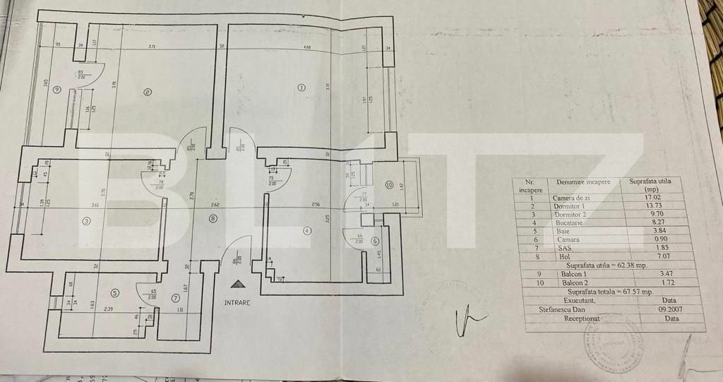 Apartament 3 camere, decomandat, zona centrală, 68 mp 