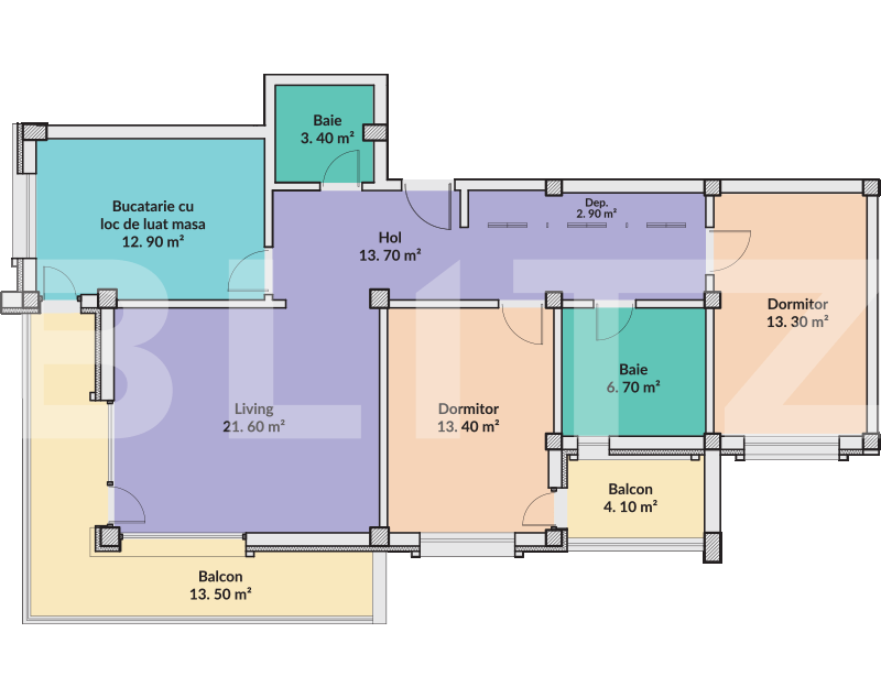 Apartament modern si spatios de 3 camere 86,8 mp zona Lapus