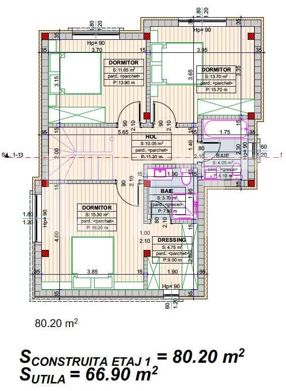Casă individuală la cheie, 109 mp, 324 mp curte, Metro