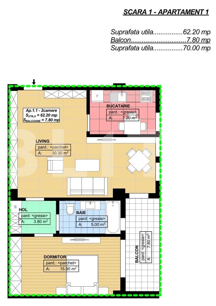 Apartament de 2 camere, 62 mp, Ansamblu Rezidential, zona Brestei