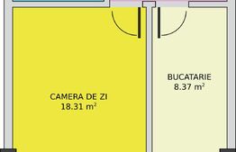 Garsoniera decomandata, 41,54mp,  zona Pielesti