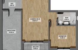 Apartament 2 camere, 69,42 mp, balcon, zona Pielesti