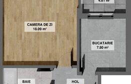 Garsoniera decomandata, 39,56mp totali, zona Pielesti