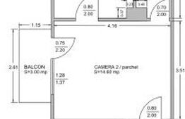 Apartament cu 2 camere, 37.73 mp, zonă Centrală 