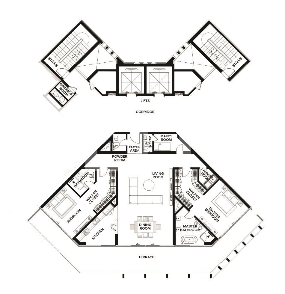 2 Bedroom Apartment, 268 mp, Panoramic Creek View