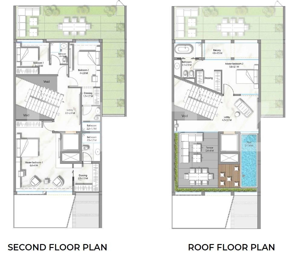 3-storey four-bedroom townhouse, 245 mp, Al Barari 