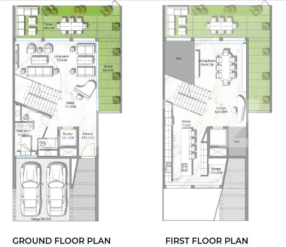 3-storey four-bedroom townhouse, 245 mp, Al Barari 