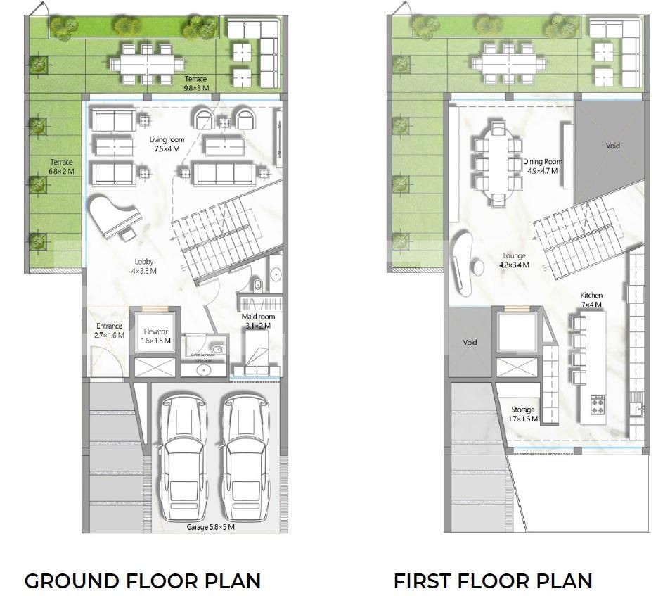 3-storey four-bedroom townhouse, 245 mp, Al Barari 