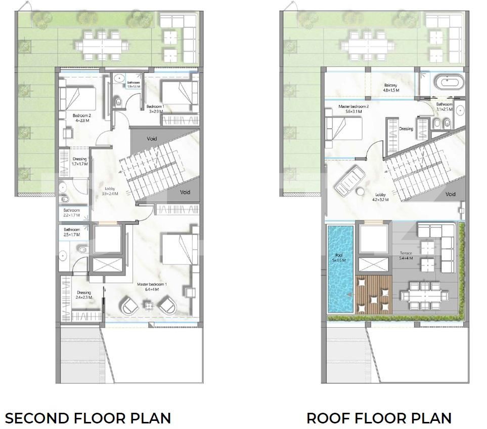 3-storey four-bedroom townhouse, 245 mp, Al Barari 