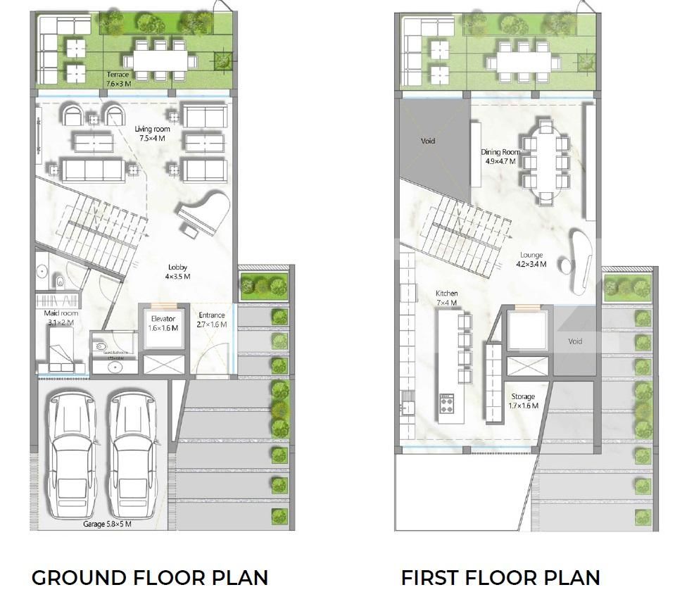 3-storey four-bedroom townhouse, 245 mp, 2 terraces, 1 pool, Al Barari 