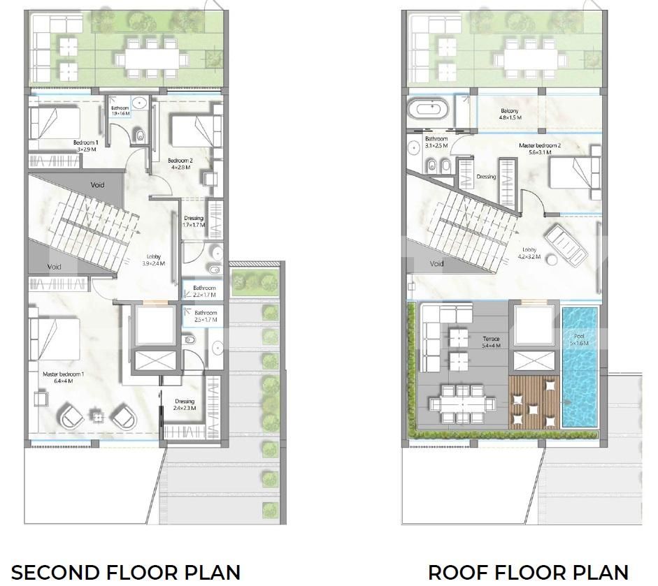 3-storey four-bedroom townhouse, 245 mp, 2 terraces, 1 pool, Al Barari 