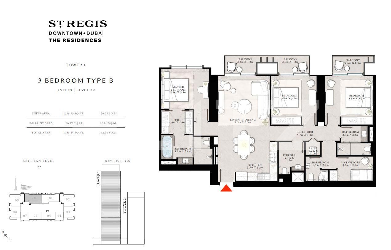 Luxury 3 Bedroom Apartment, intermediate floor, 171mp + balcony 21mp