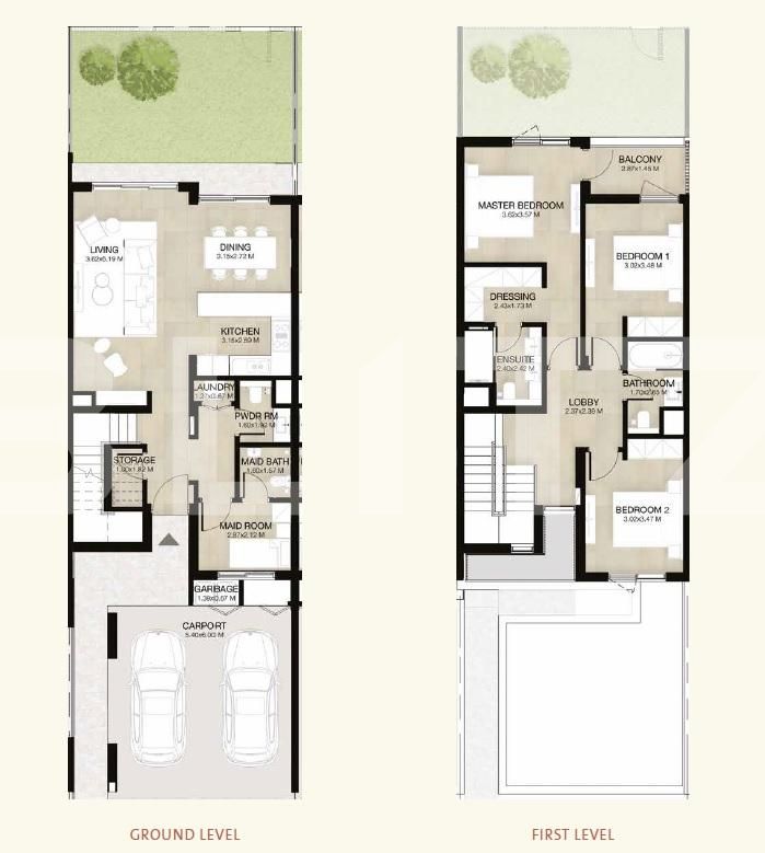 3-Bedroom Townhouse, 206 mp, Mudon Al Ranim