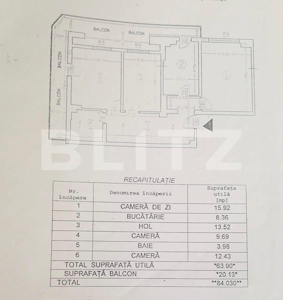 Apartament 3 camere, 63 mp, Alpha Bank Pacurari 
