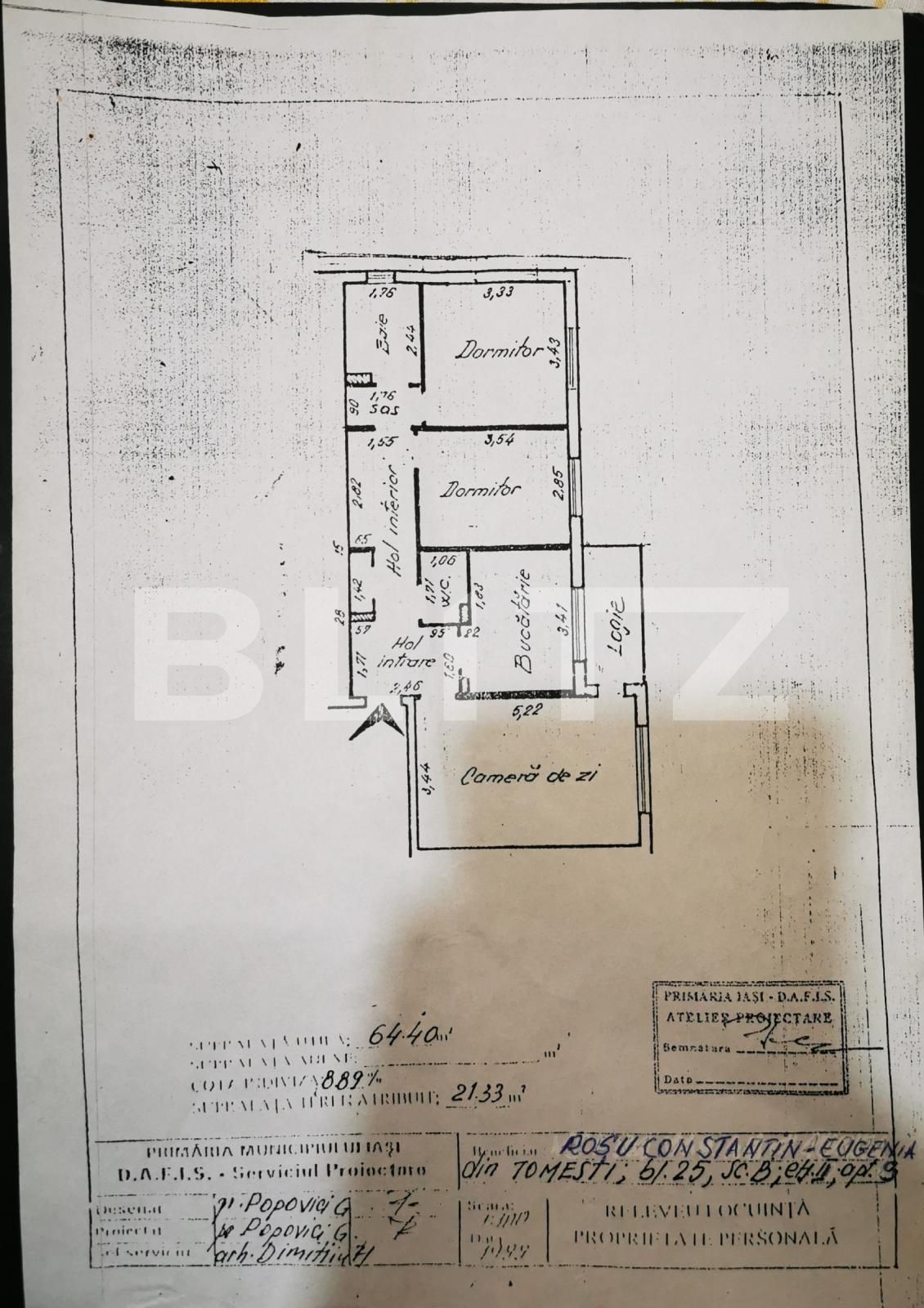 Apartament de 3 camere, 65mp, Tomesti