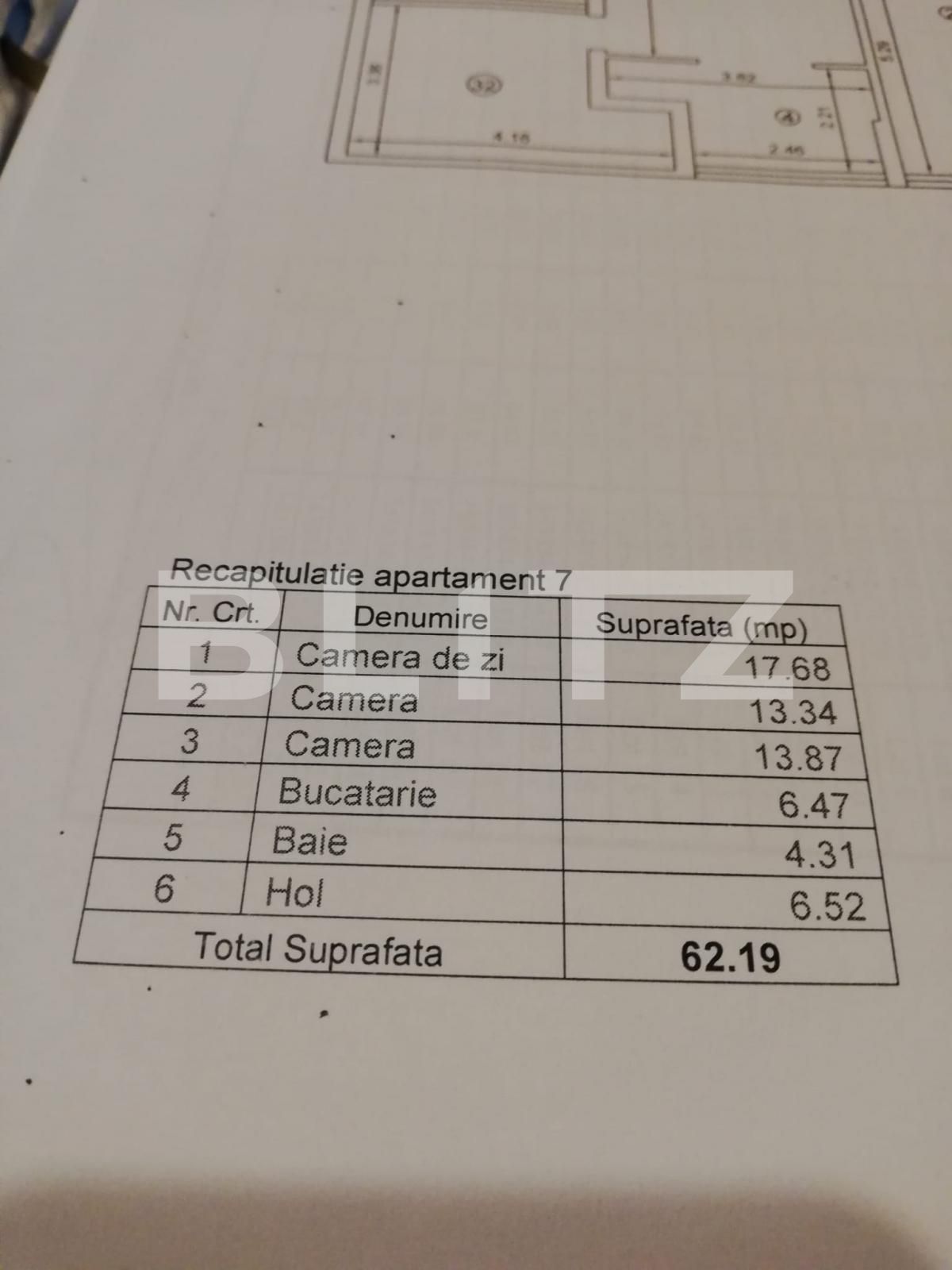 Apartament 3 camere, 62mp+terasa 14mp+loc de parcare, in zona Nicolina