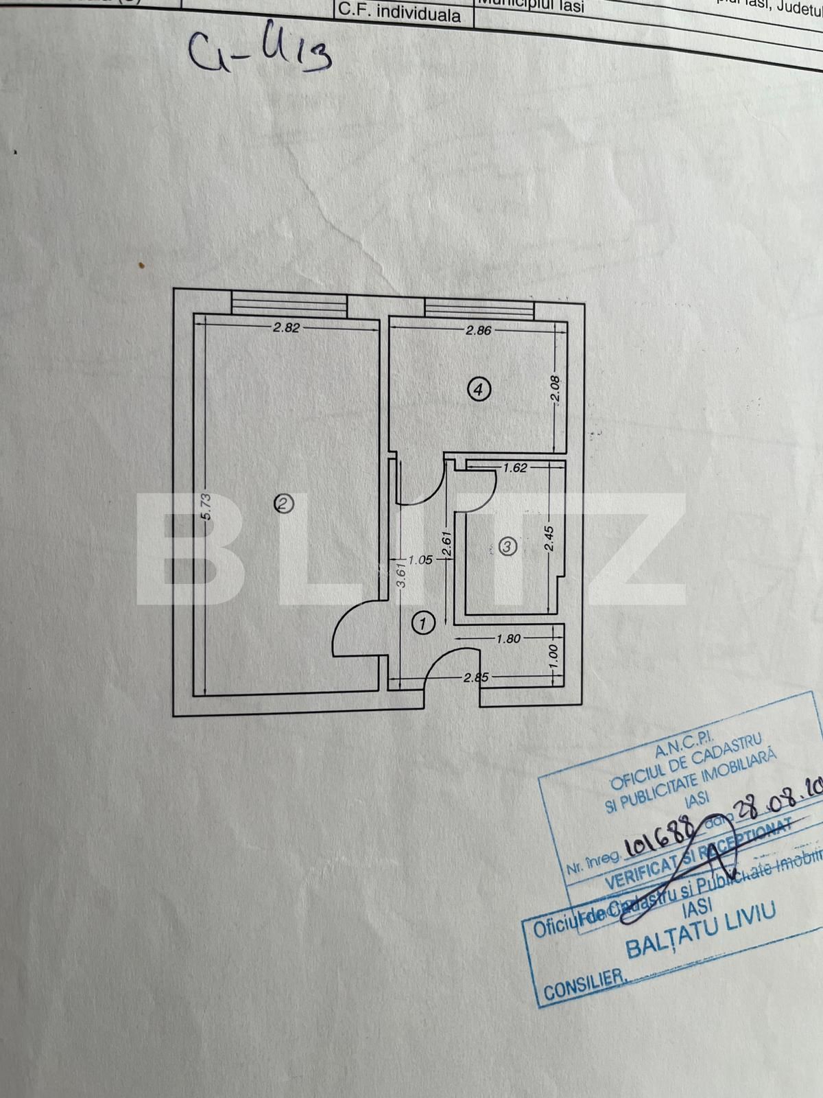 Apartament de 1 camera, parter zona Frumoasa
