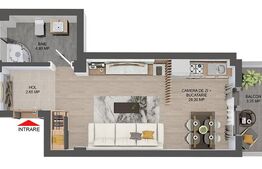 Apartament 1 camera, 37 mp, Valea Lupului