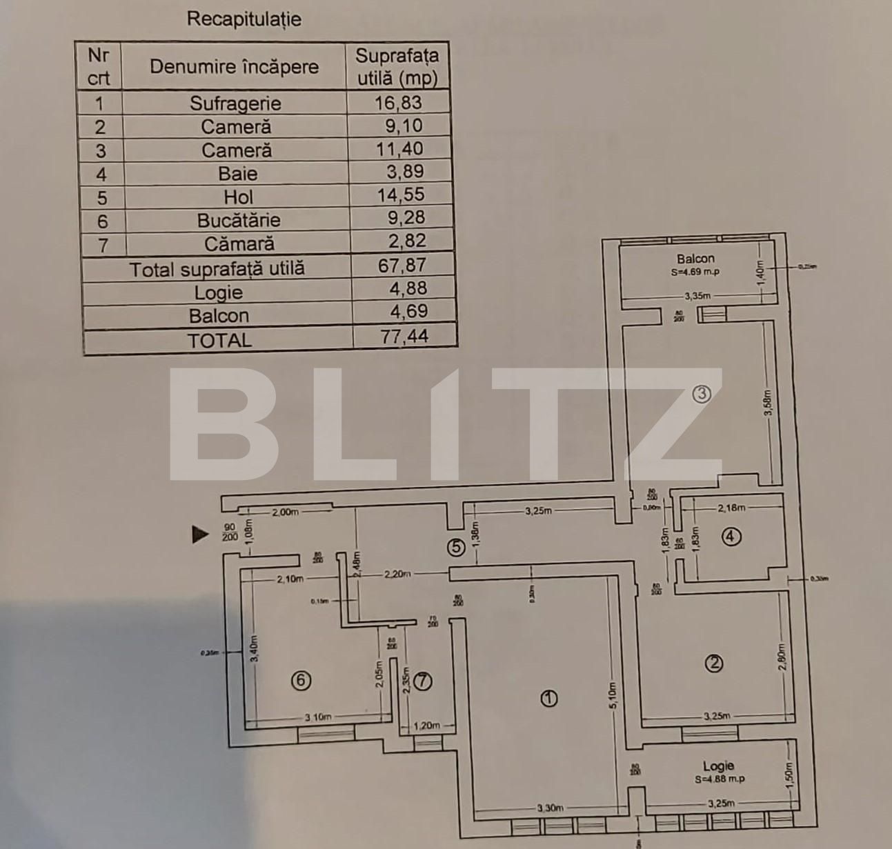 Apartament 3 camere, 77 mp, Valea Lupului