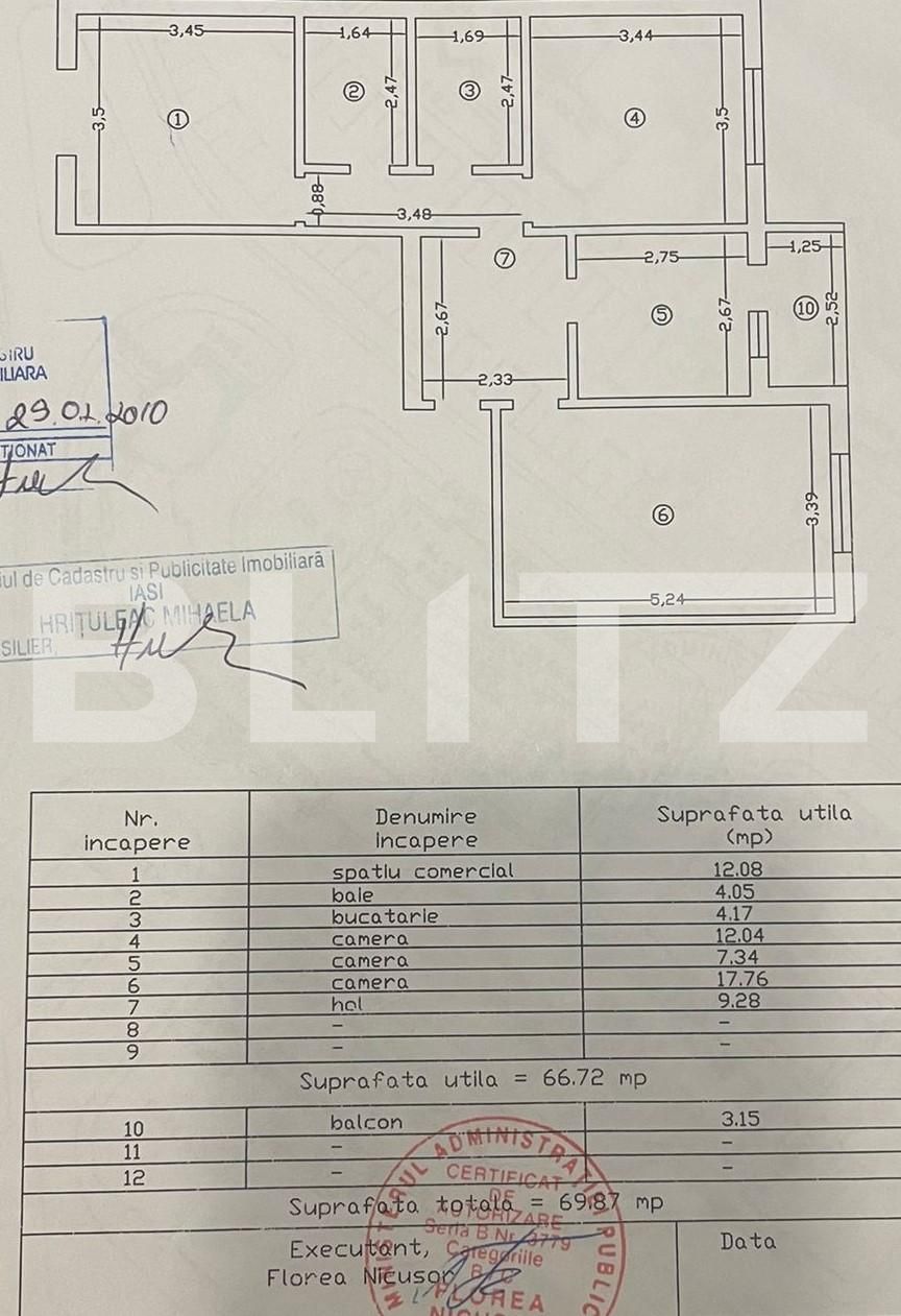 Apartament de 3 camere + spatiu verde amenajat, 70mp, Nicolina 2