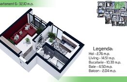 Apartament 1 camera, 32.10mp, Manta Rosie- Hlincea