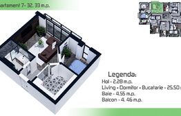 Apartament 2 camere, 32.33mp, Manta Rosie- Hlincea