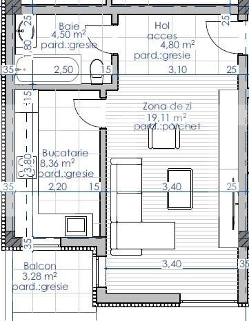 Apartament 1 camera, 40 mp, Rediu, rate la dezvoltator