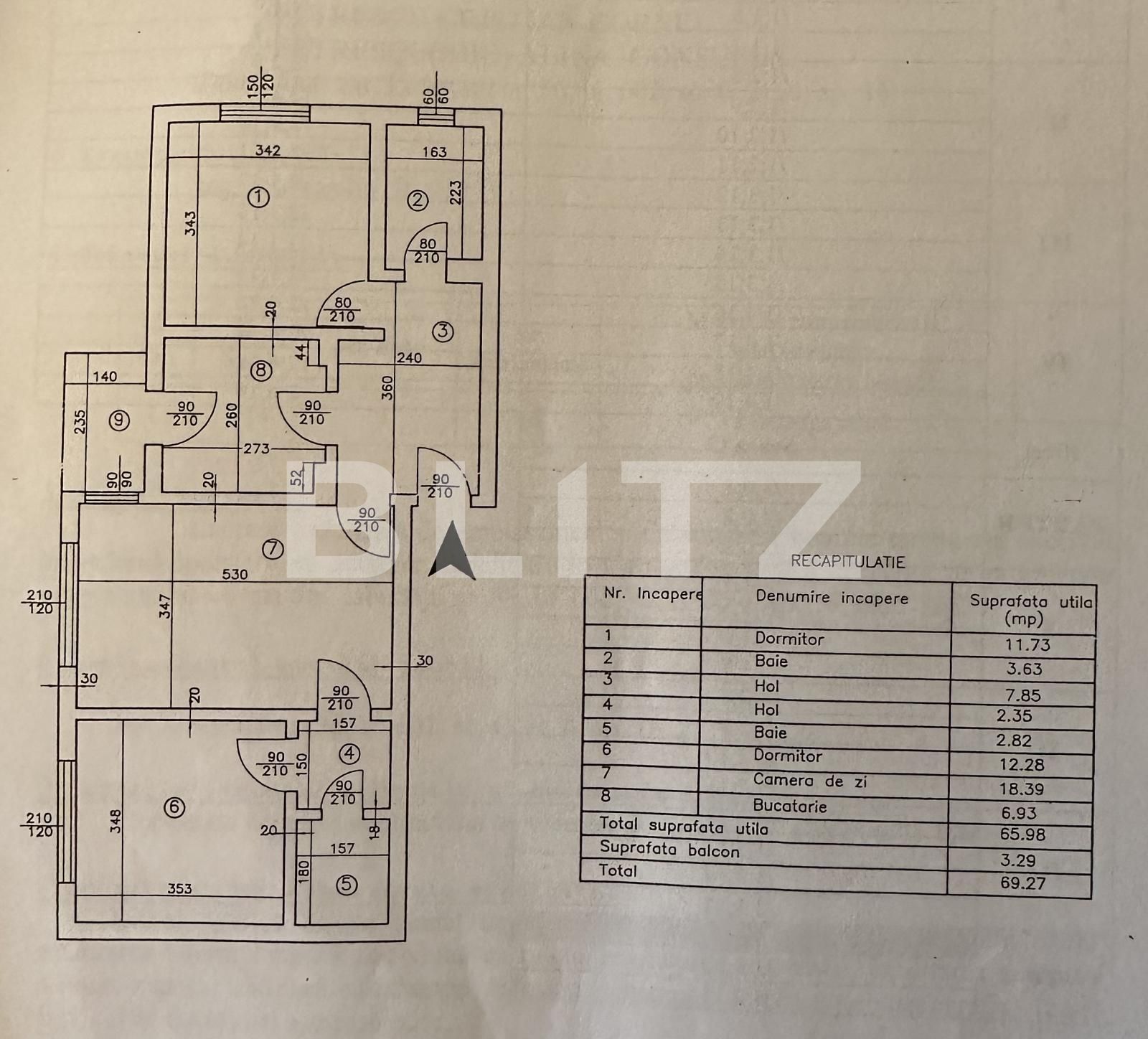 Apartament 3 camere, 66 mp utili, zona Piata Cug