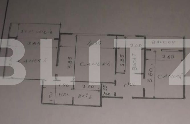 Apartament 3 camere, 56 mp, zona Podu Ros