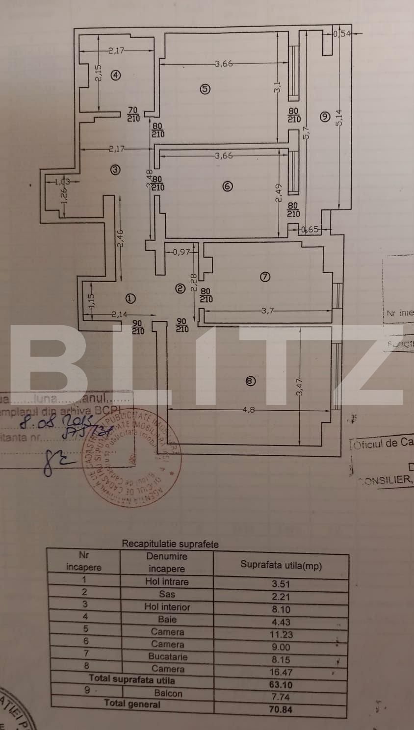 Apartament de 3 camere, 63mp, decomandat, zona Dacia