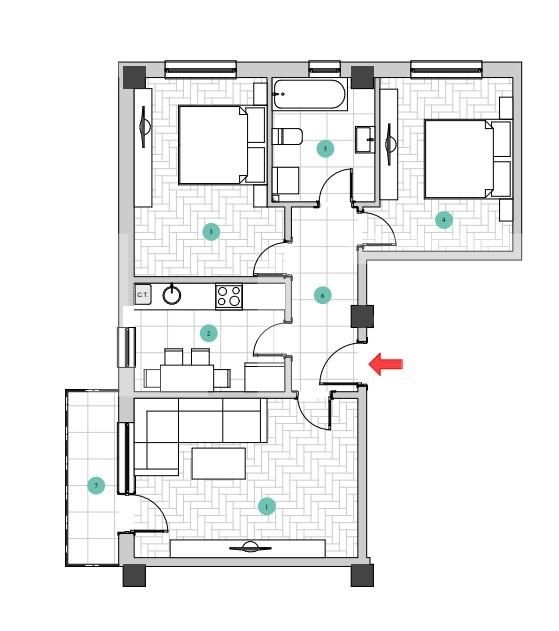 Apartament 3 camere, 70 mp, Galata