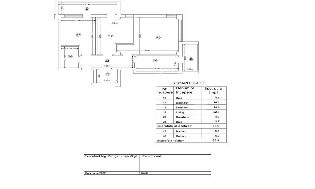 Apartament 3 camere, 89 mp, Moara de Vant