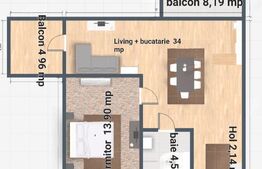 Apartament 2 camere, 66 mp, zona Miroslava