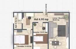 Apartament 3 camere, 63 mp, zona Miroslava