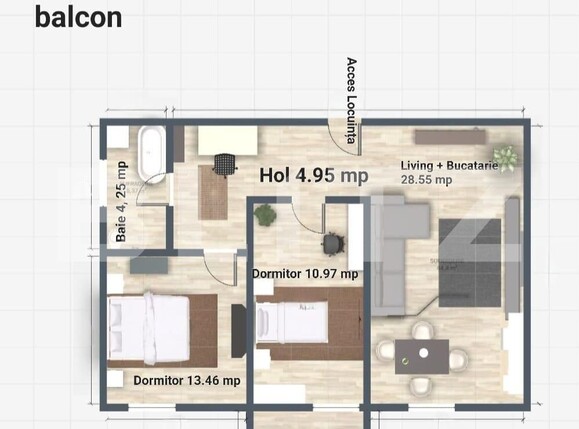 Apartament de vânzare 3 camere Miroslava - 131074AV | BLITZ Iași | Poza1