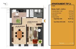 Apartament 2 camere, 57 mp, Bucium