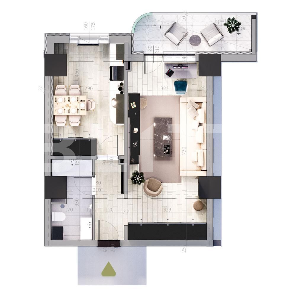 Apartament de 1 camera, 45 mp, zona Cug