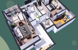 Apartament de 3 camere, decomandat, 83mp, etaj intermediar, zona Hlincea