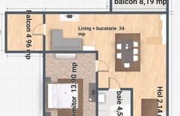 Apartament 2 camere, 66 mp, zona Miroslava