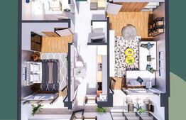Apartament de 2 camere, decomandat, 64.6mp, etaj intermediar, zona Hlincea