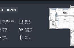 Apartament 1 camera, decomandat, 42mp, zona Tatarasi