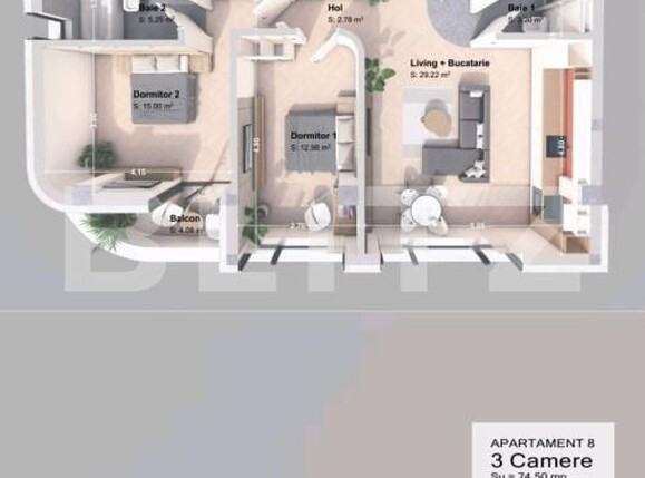 Apartament de vânzare 3 camere Nord-Vest - 198542AV | BLITZ Iași | Poza1