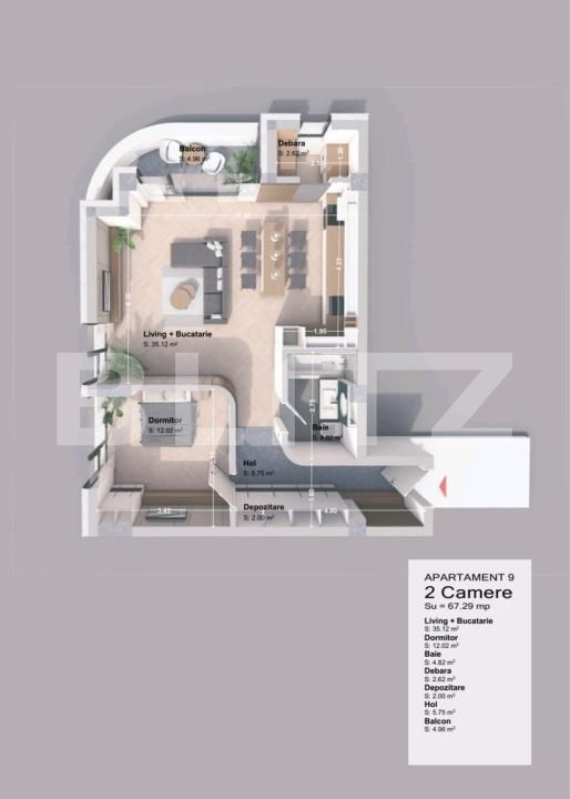 Apartament de vânzare 2 camere Nord-Vest - 198545AV | BLITZ Iași | Poza2
