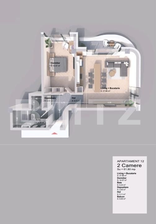 Apartament de vânzare 2 camere Nord-Vest - 198547AV | BLITZ Iași | Poza2