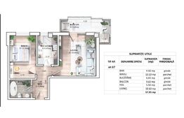Apartament 2 camere, 57.95 mp, zona Galta 